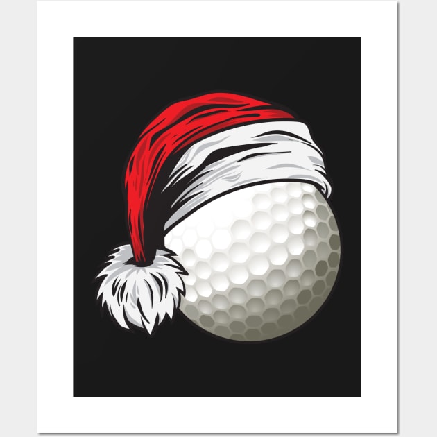 Christmas Golf Ball With Santa Hat Funny Sport X-mas graphic Wall Art by theodoros20